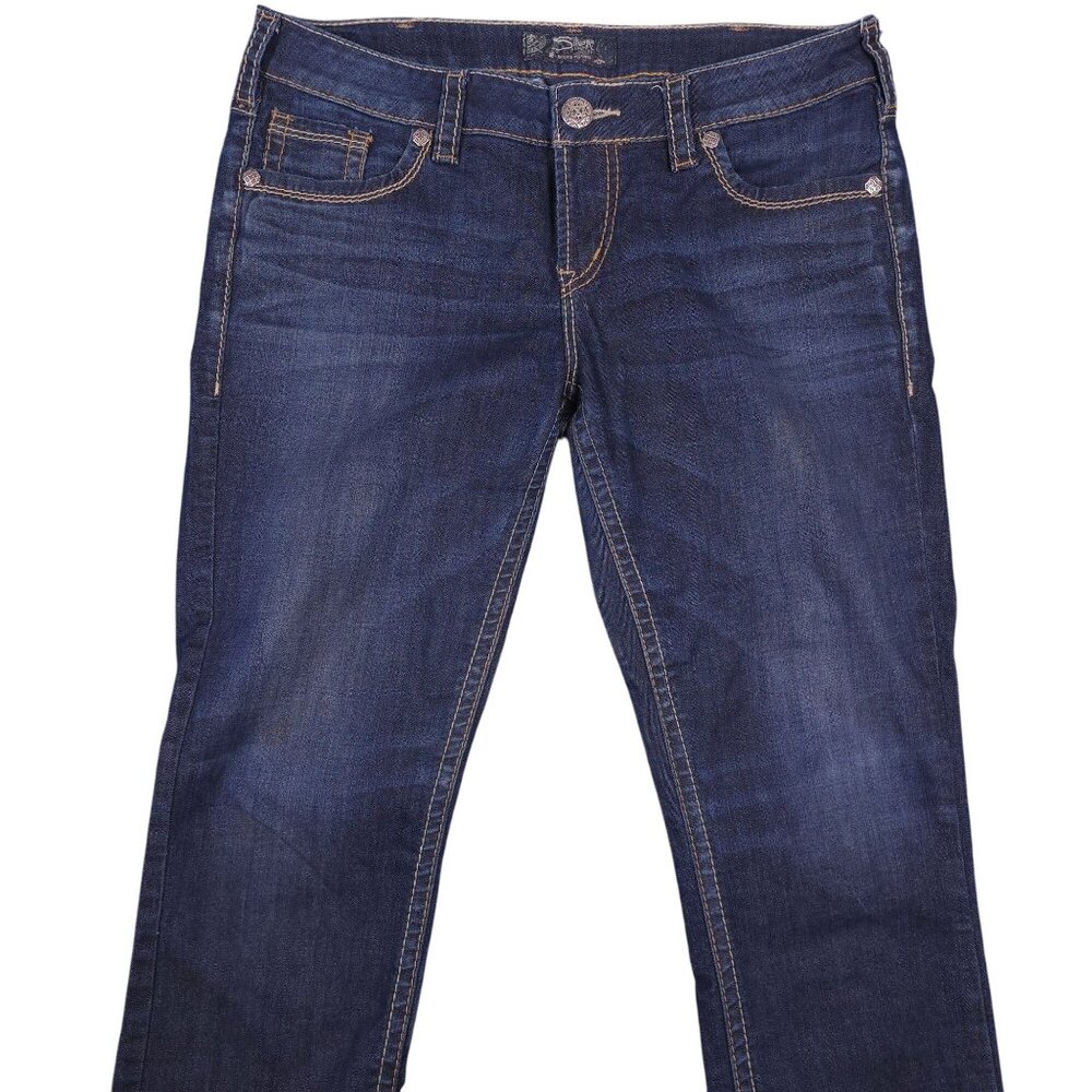 Silver Jeans Co. women's Aiko Mid Capri Denim Jeans W31 L22 Dark Wash